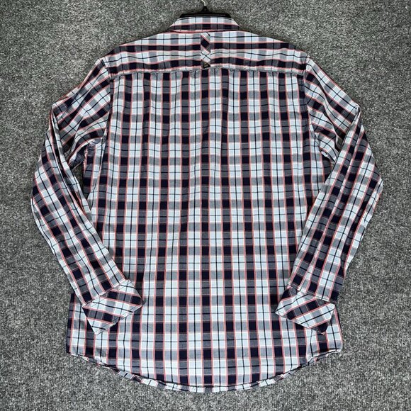 7 Diamonds Shirt Men Large Blue Plaid Long Sleeve Button Up Casual Pockets Adult - Picture 5 of 7